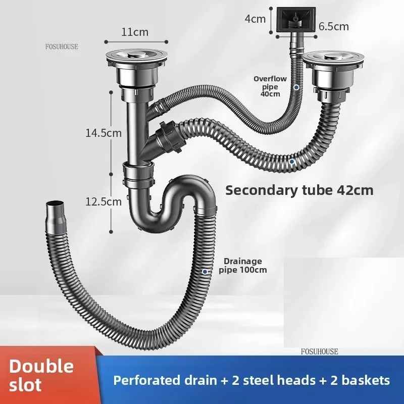 DOUBLE SINK BOWL FITTING SET (HIGH QUALITY)